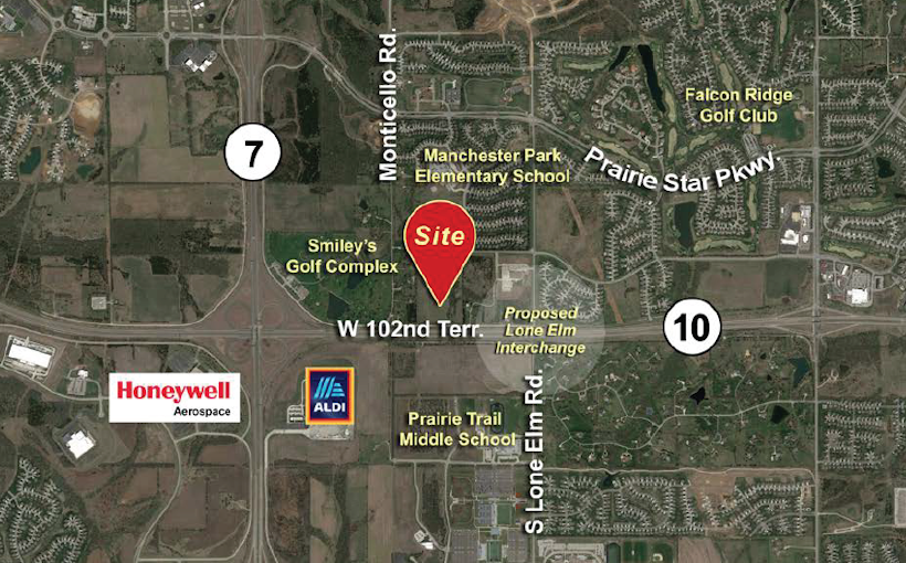 map of K-10 and Monticello